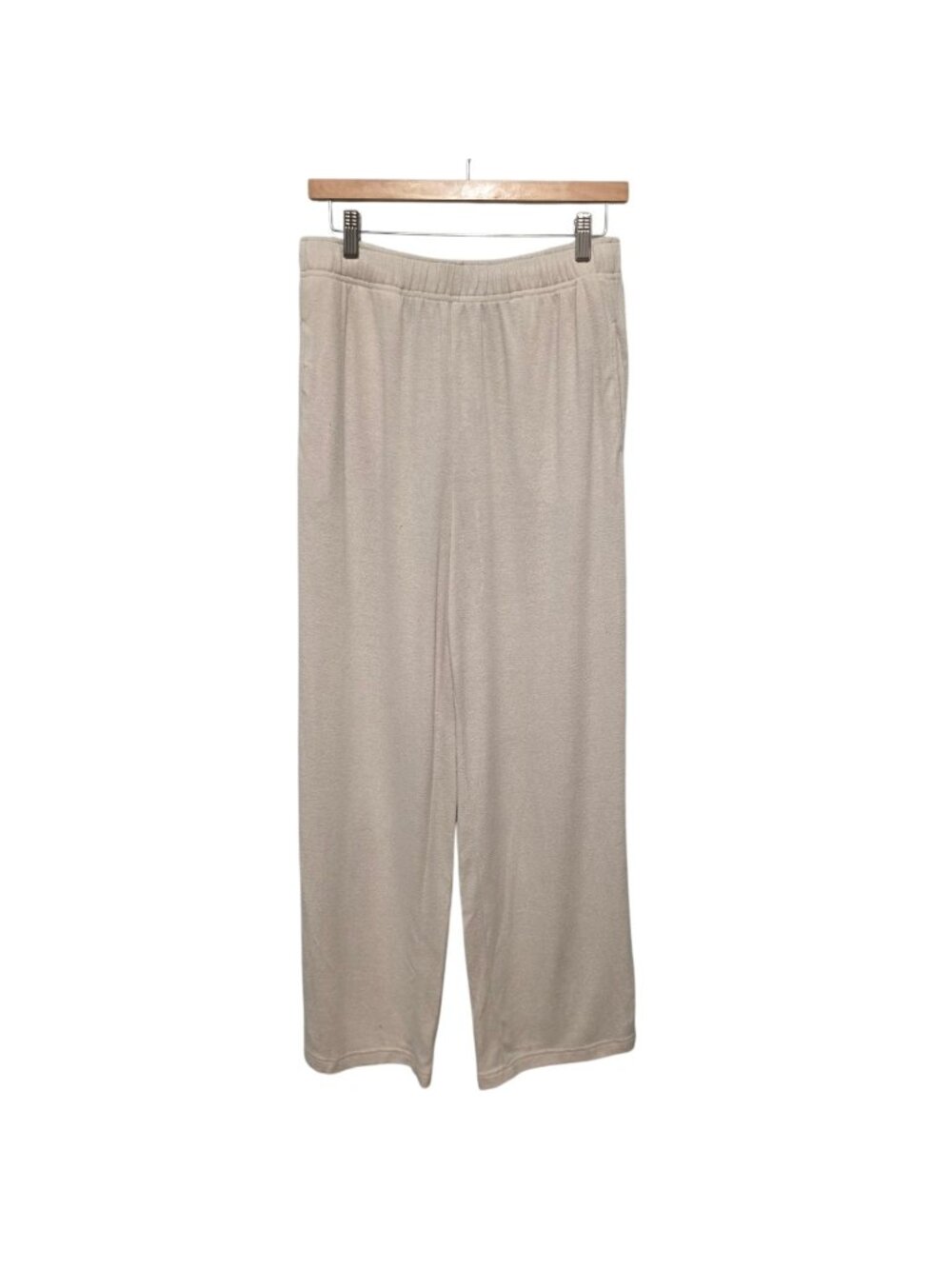 Quince Brushed Lounge Straight Leg Pants S Small Ecovero Lenzing Knit Beige